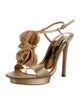 Badgley Mischka Satin Ruffle Embellishment T-Strap Sandals