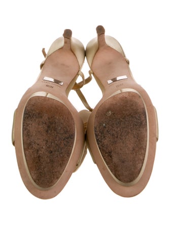 Badgley Mischka Satin Ruffle Embellishment T-Strap Sandals