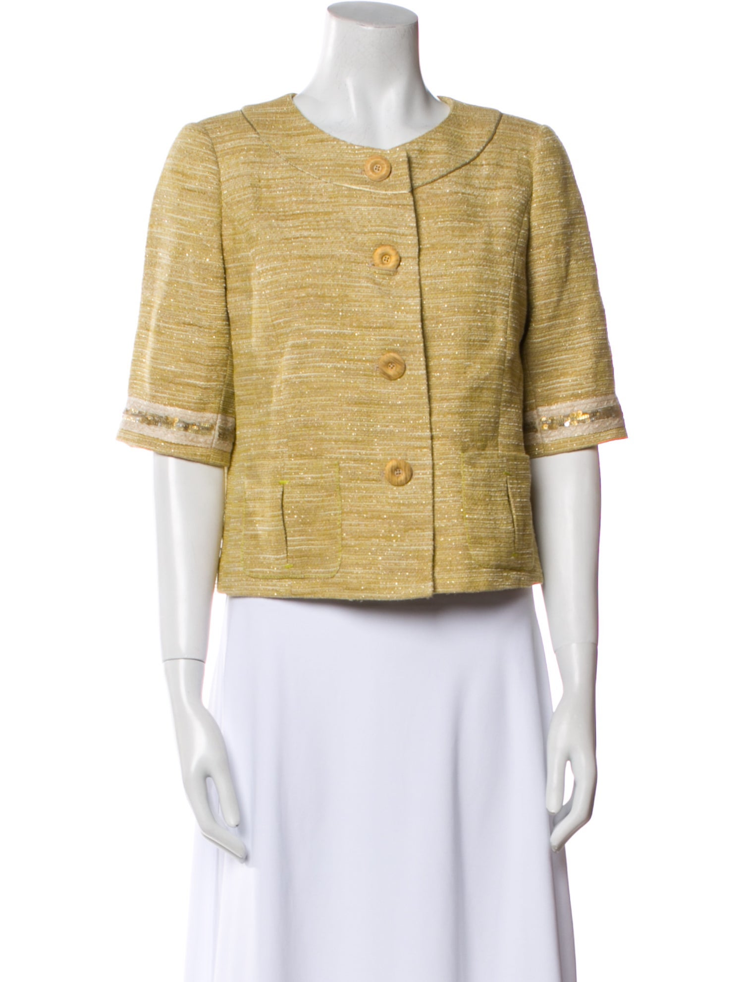 Badgley Mischka Linen Tweed Pattern Evening Jacket