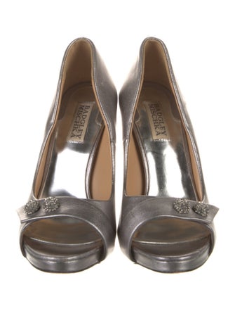 Badgley Mischka Leather Crystal Embellishments Sandals