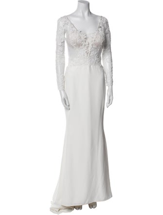 Badgley Mischka V-Neck Long Dress