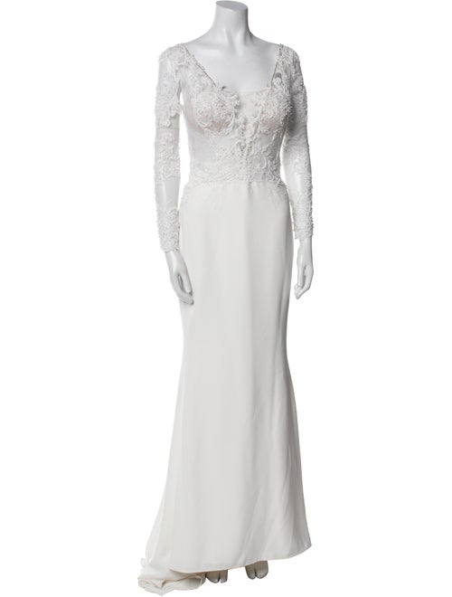 Badgley Mischka V-Neck Long Dress
