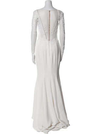 Badgley Mischka V-Neck Long Dress