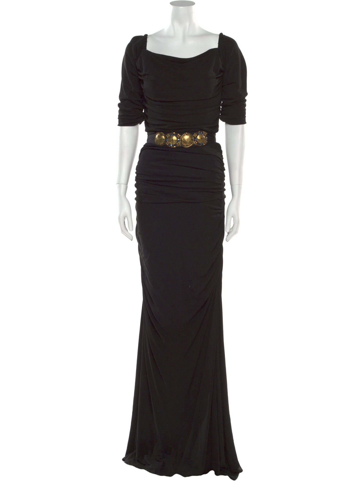 Badgley Mischka Bateau Neckline Long Dress