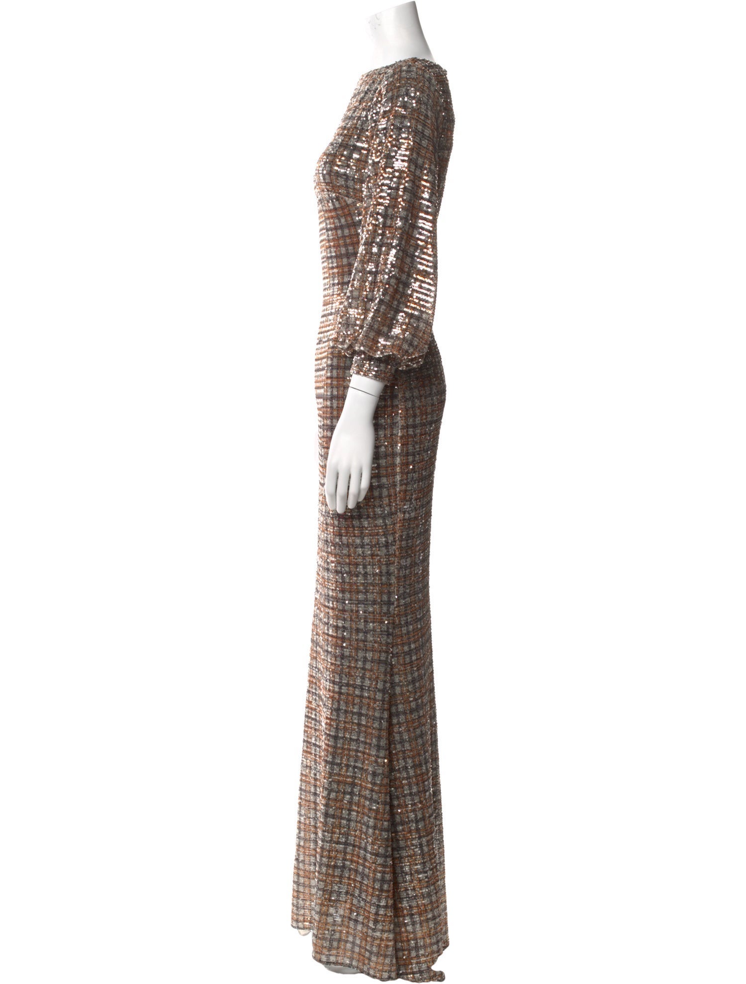 Badgley Mischka Printed Long Dress w/ Tags