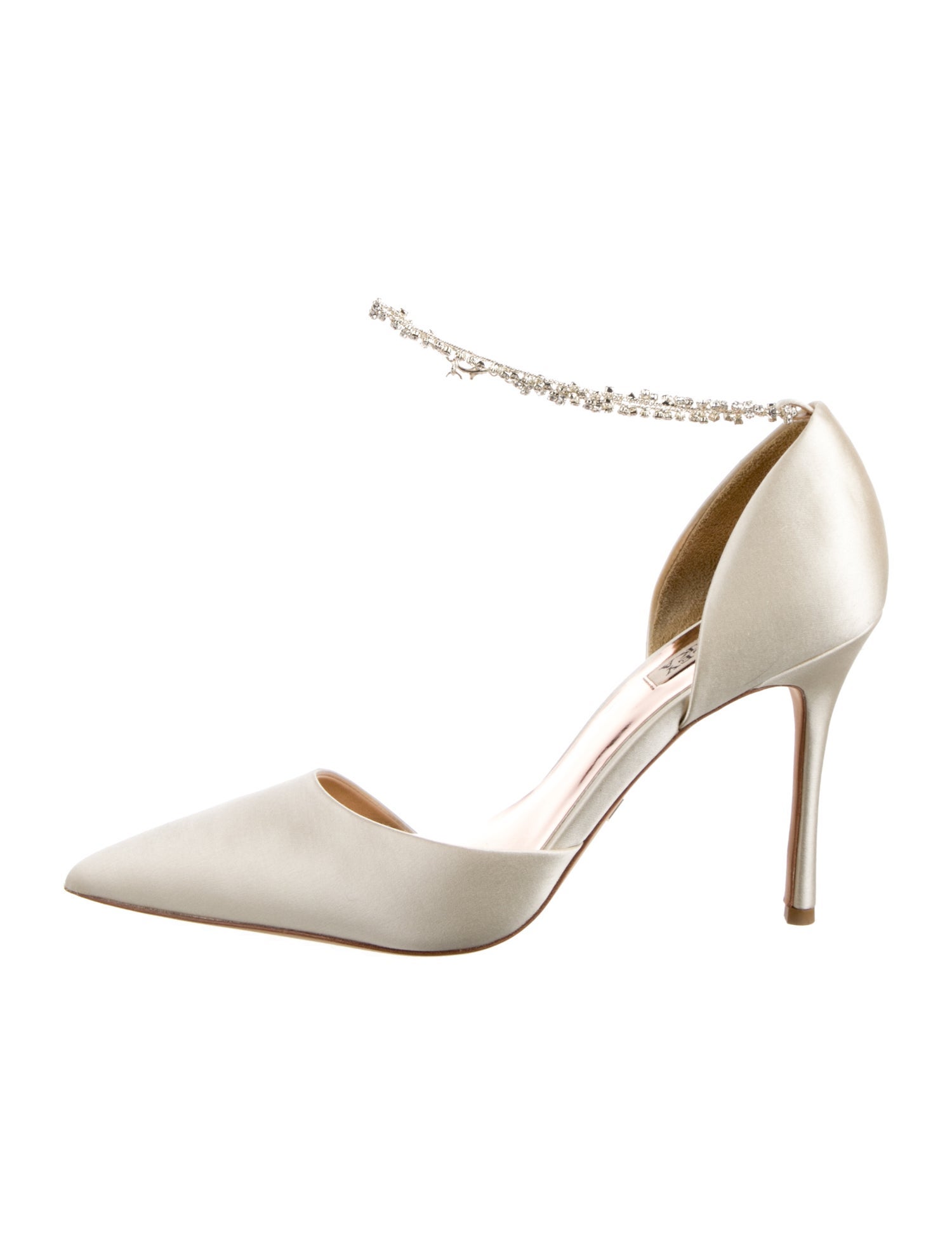 Badgley Mischka Satin Chain-Link Accents D'Orsay Pumps