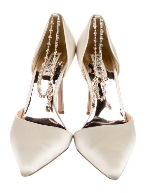 Badgley Mischka Satin Chain-Link Accents D'Orsay Pumps
