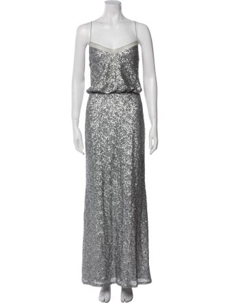 Badgley Mischka Square Neckline Long Dress