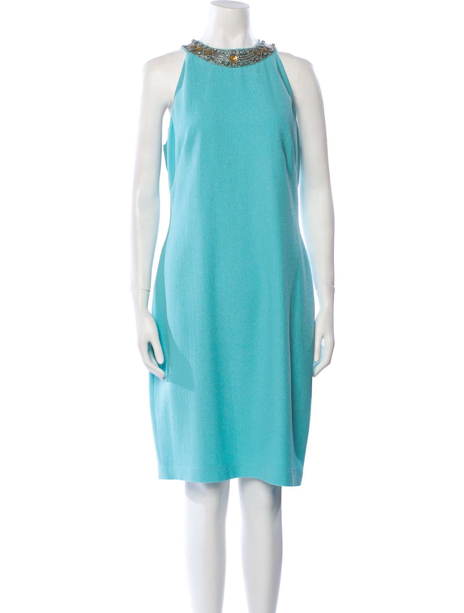 Badgley Mischka Mock Neck Knee-Length Dress