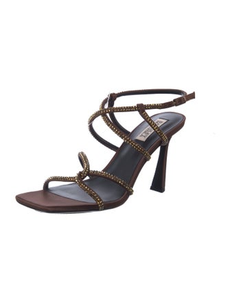 Badgley Mischka Satin Crystal Embellishments Sandals
