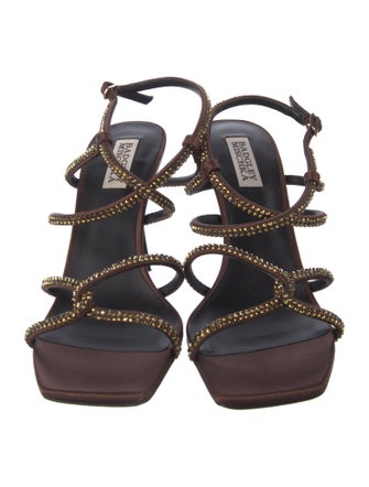 Badgley Mischka Satin Crystal Embellishments Sandals