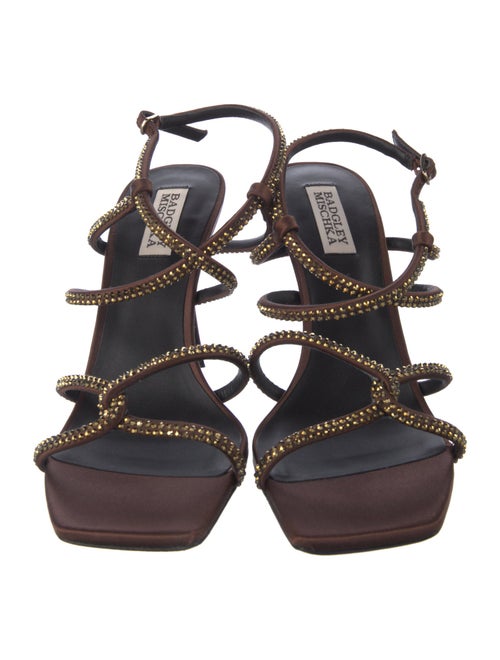 Badgley Mischka Satin Crystal Embellishments Sandals