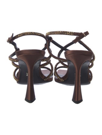 Badgley Mischka Satin Crystal Embellishments Sandals