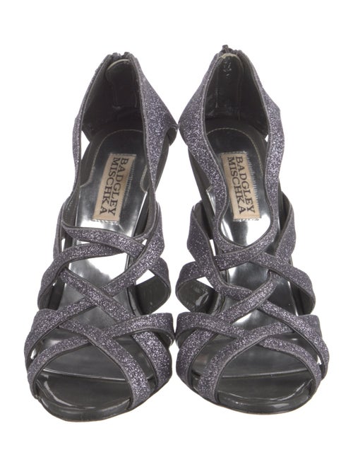 Badgley Mischka Glitter Animal Print T-Strap Sandals