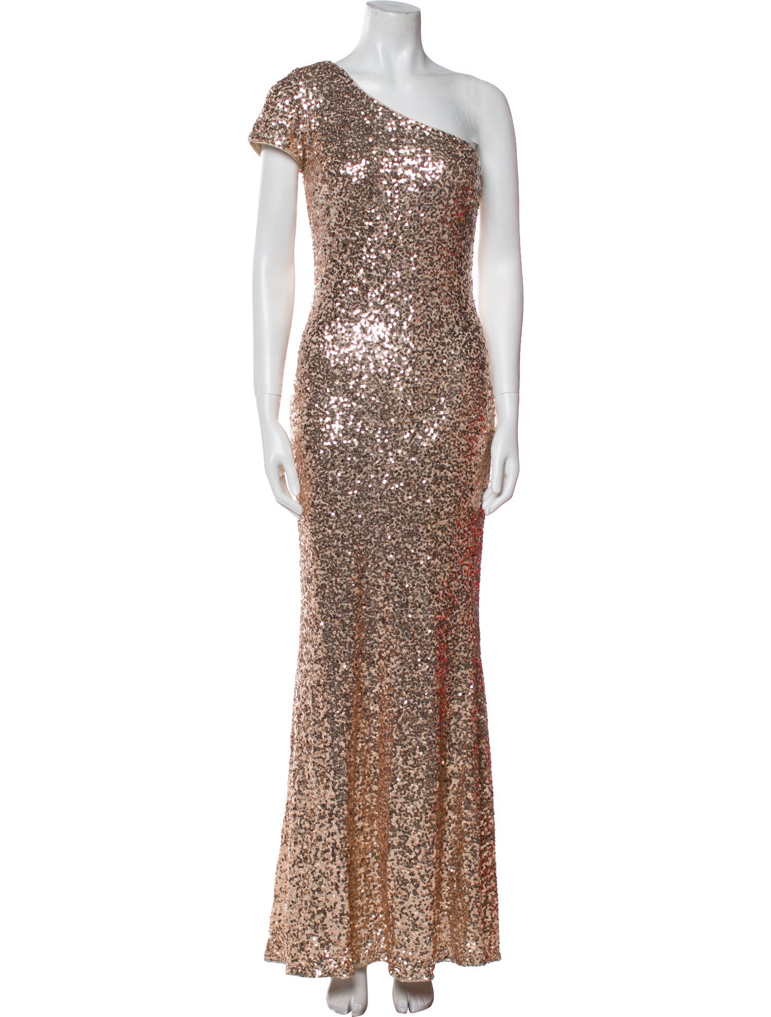 Badgley Mischka One-Shoulder Long Dress