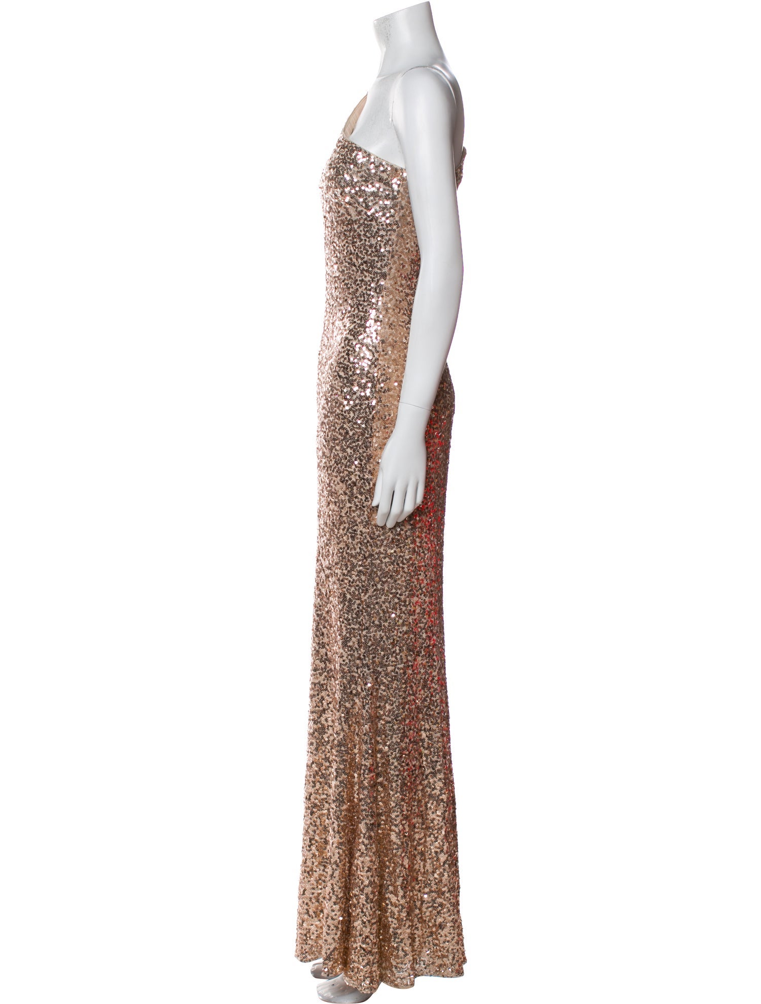 Badgley Mischka One-Shoulder Long Dress