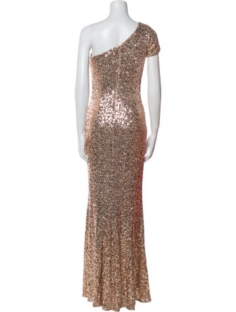 Badgley Mischka One-Shoulder Long Dress
