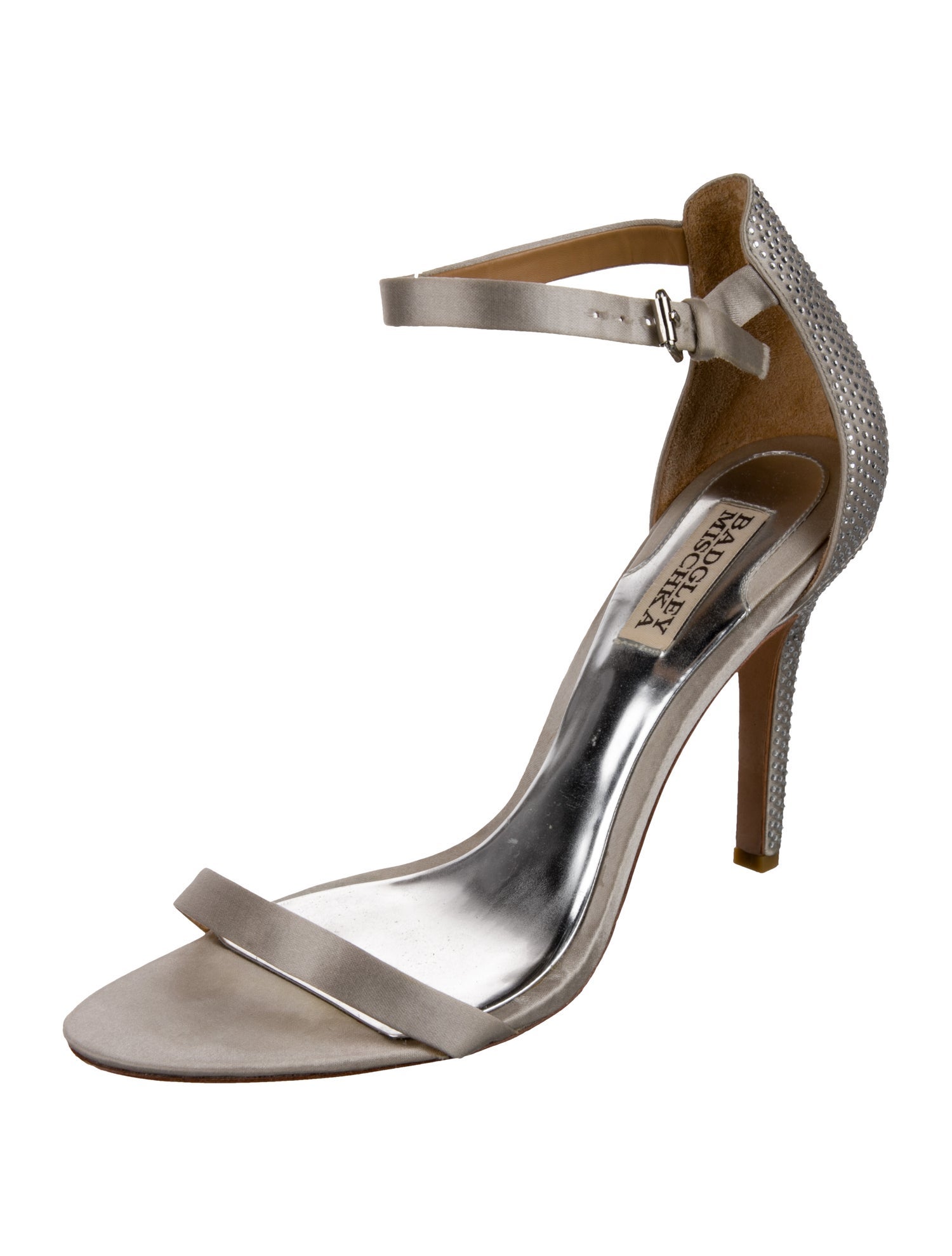 Badgley Mischka Satin Crystal Embellishments Sandals