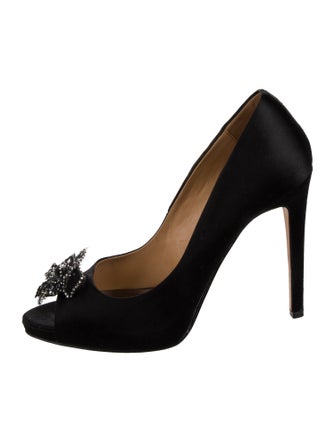 Badgley Mischka Satin Crystal Embellishments Pumps
