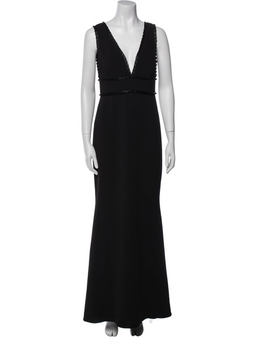 Badgley Mischka V-Neck Long Dress