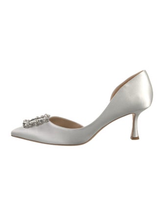 Badgley Mischka Satin Crystal Embellishments D'Orsay Pumps