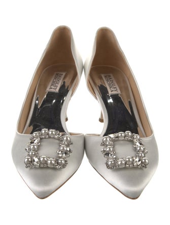 Badgley Mischka Satin Crystal Embellishments D'Orsay Pumps