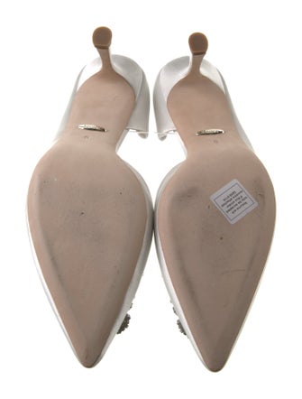 Badgley Mischka Satin Crystal Embellishments D'Orsay Pumps
