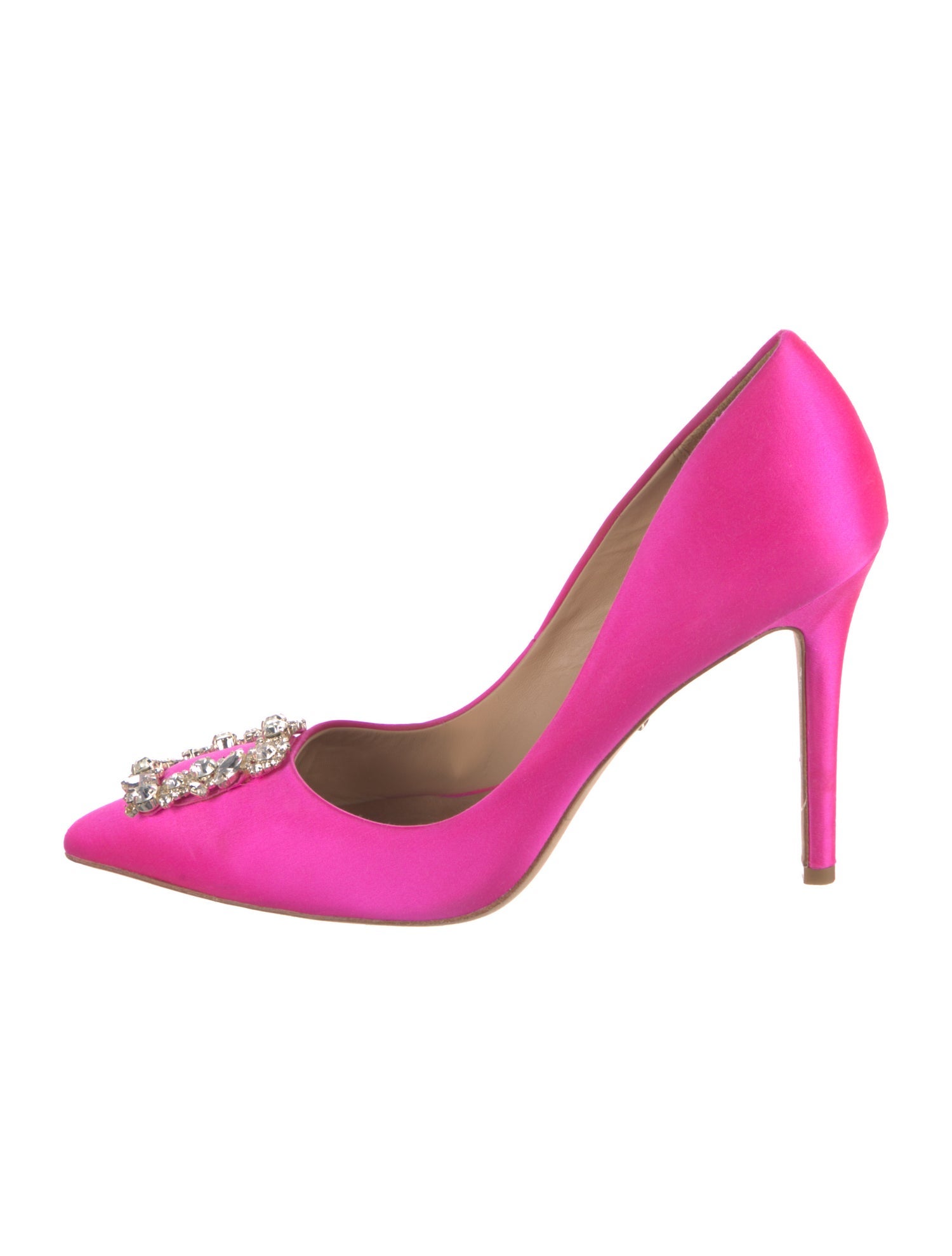 Badgley Mischka Satin Crystal Embellishments Pumps