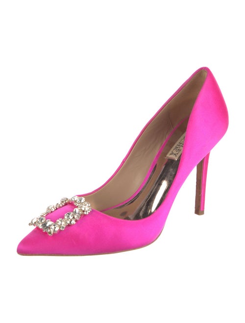Badgley Mischka Satin Crystal Embellishments Pumps