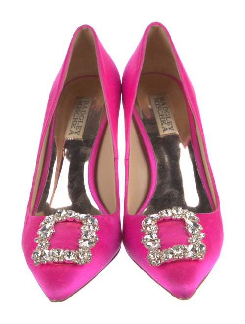 Badgley Mischka Satin Crystal Embellishments Pumps