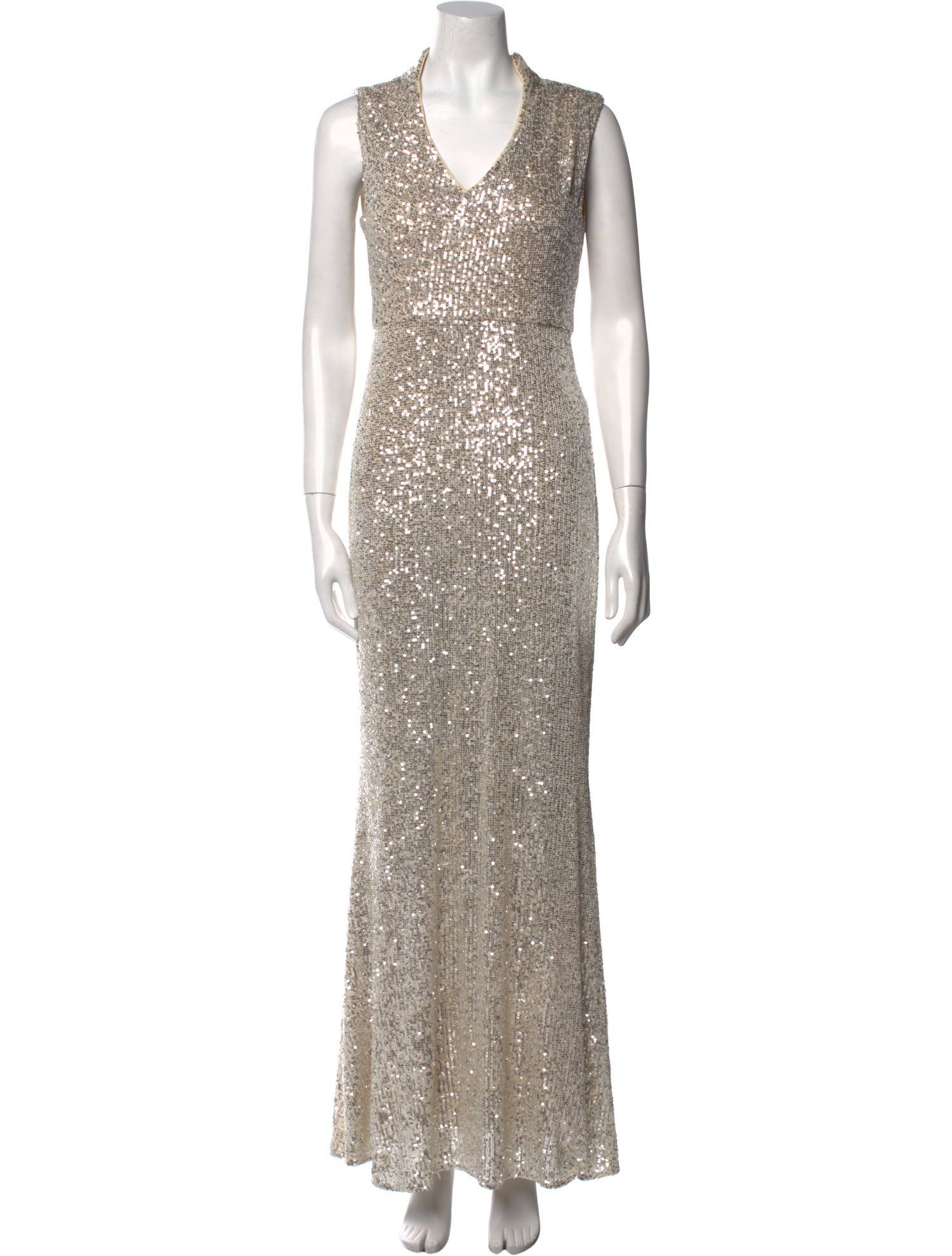 Badgley Mischka V-Neck Long Dress
