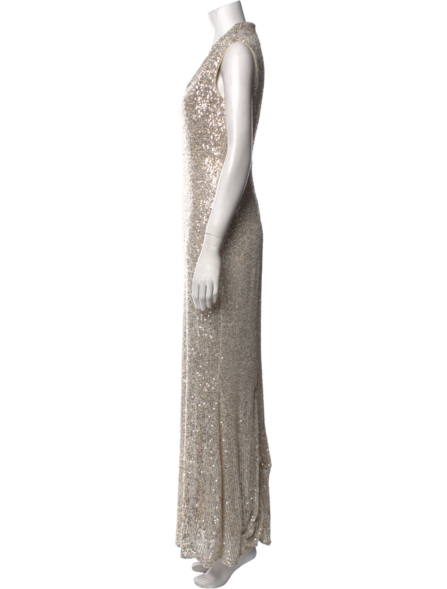 Badgley Mischka V-Neck Long Dress