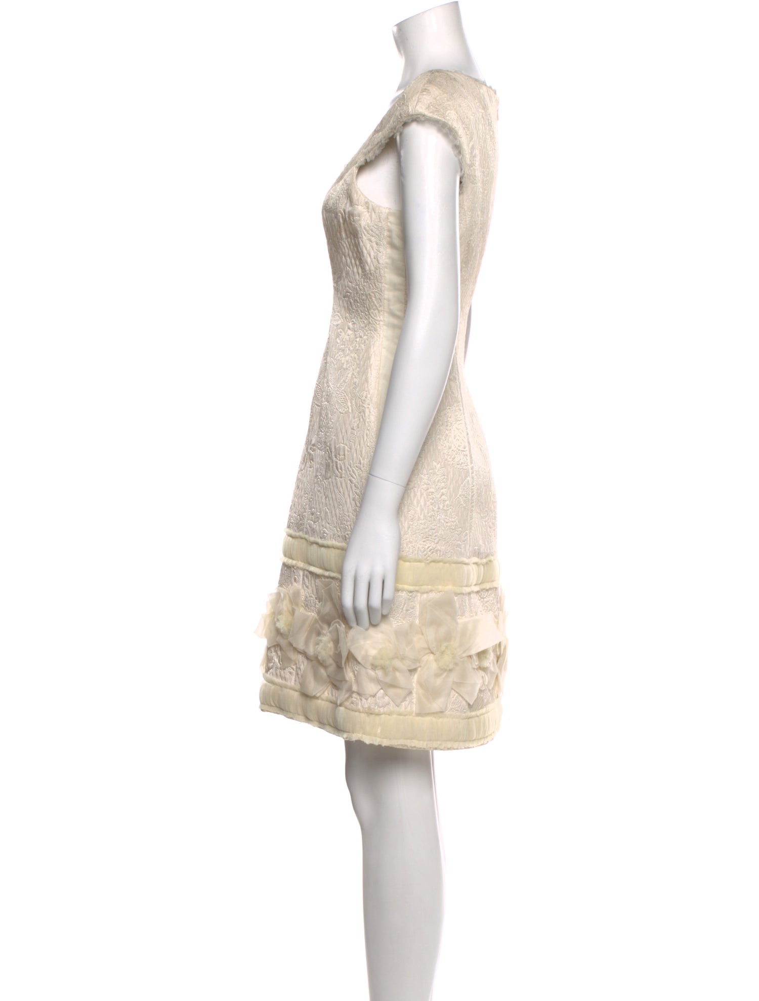 Badgley Mischka Square Neckline Knee-Length Dress