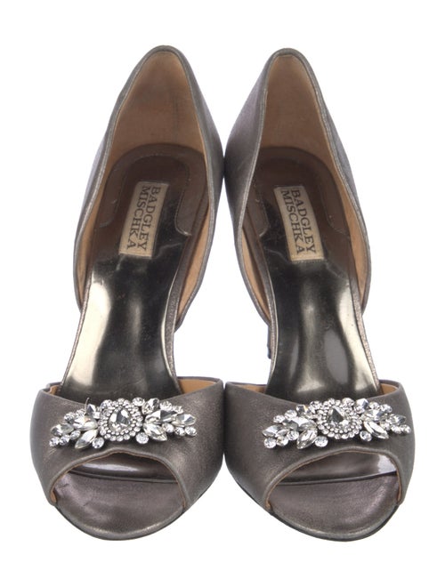Badgley Mischka Leather Crystal Embellishments D'Orsay Pumps
