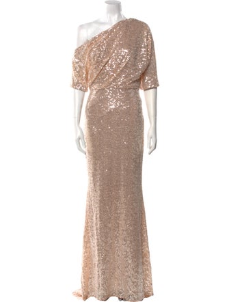 Badgley Mischka One-Shoulder Long Dress