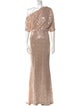 Badgley Mischka One-Shoulder Long Dress