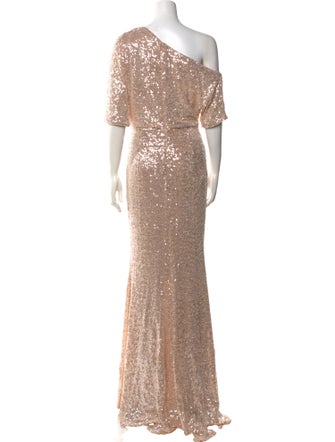 Badgley Mischka One-Shoulder Long Dress