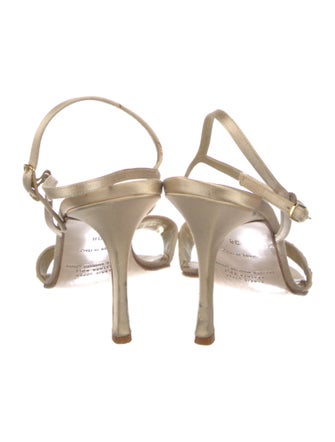Badgley Mischka Faux Pearl Accents Satin Slingback Sandals