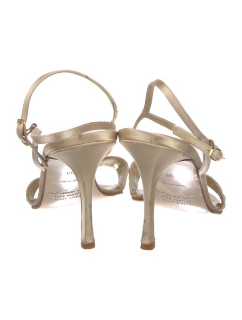Badgley Mischka Faux Pearl Accents Satin Slingback Sandals