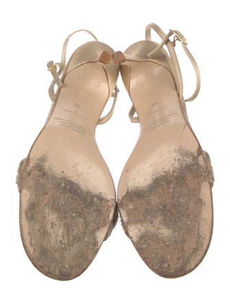 Badgley Mischka Faux Pearl Accents Satin Slingback Sandals