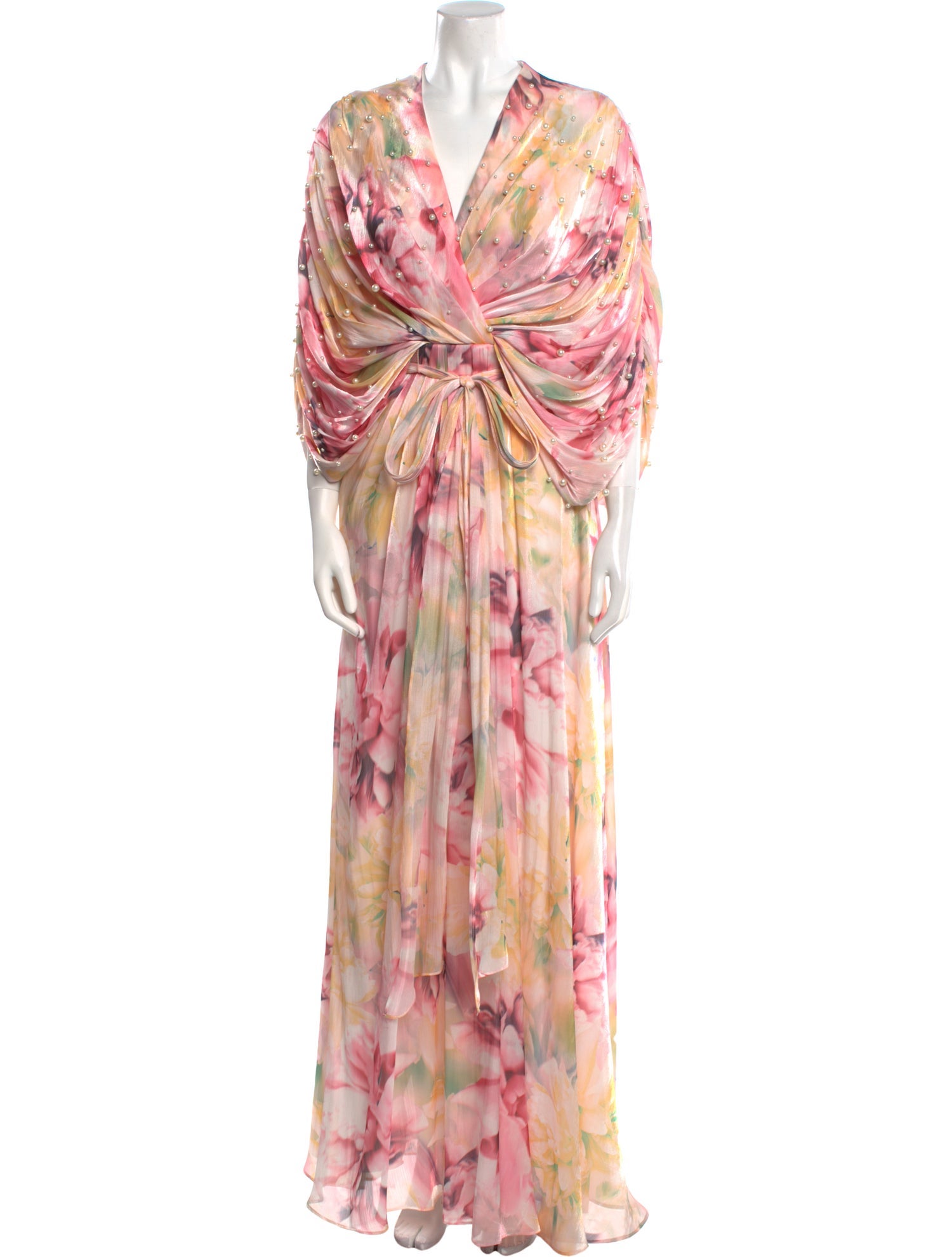 Badgley Mischka Printed Long Dress w/ Tags