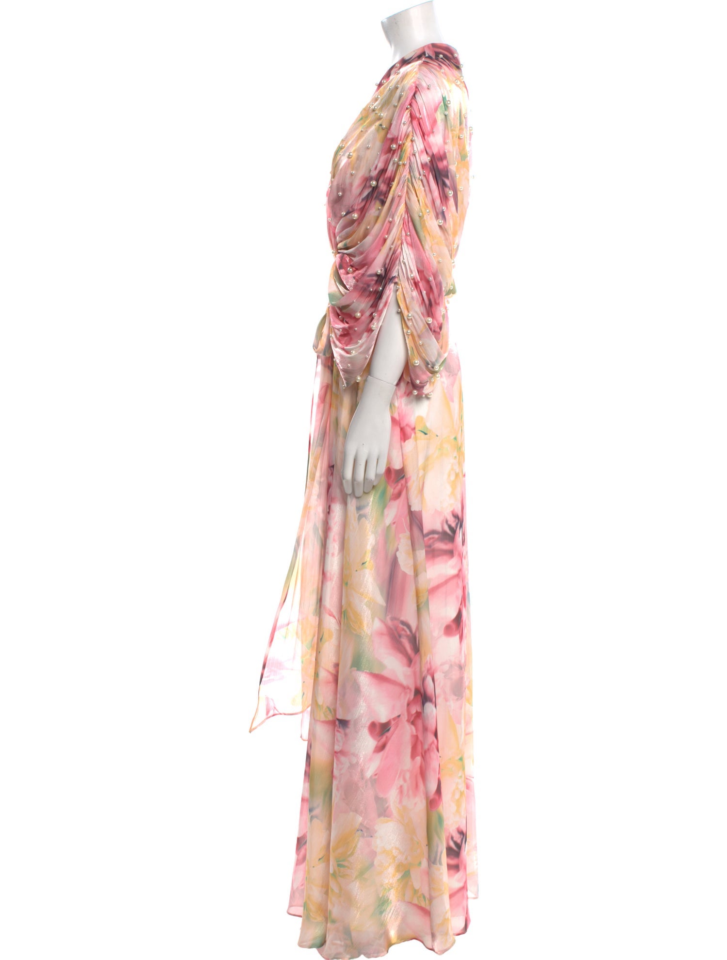 Badgley Mischka Printed Long Dress w/ Tags