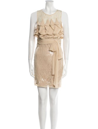 Badgley Mischka Crew Neck Mini Dress