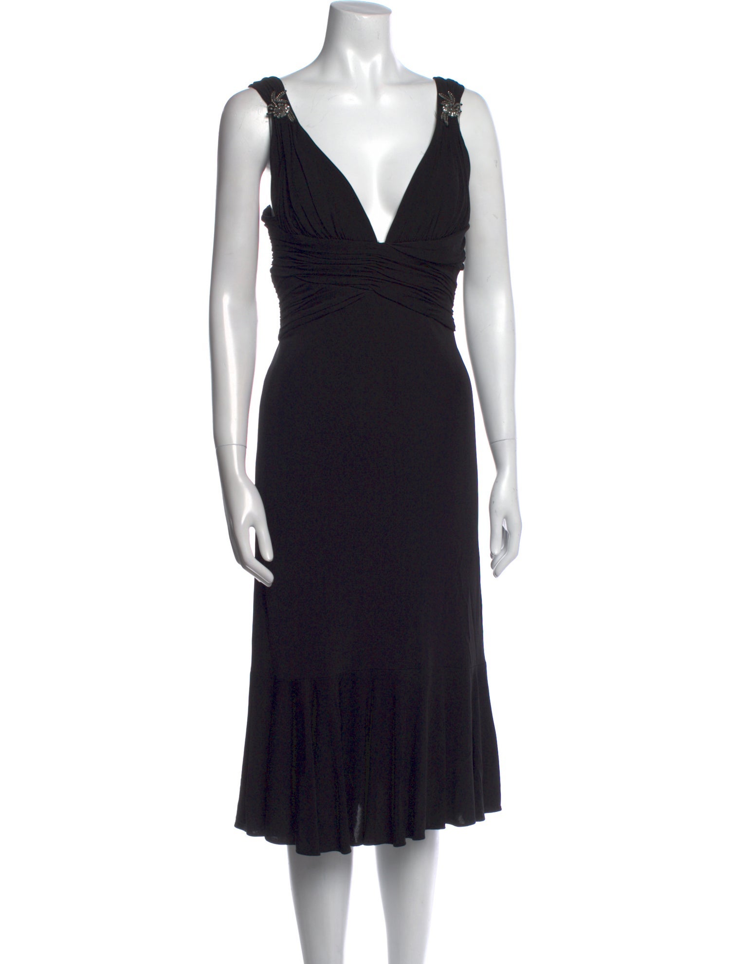 Badgley Mischka V-Neck Midi Length Dress