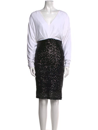 Badgley Mischka Colorblock Pattern Knee-Length Dress