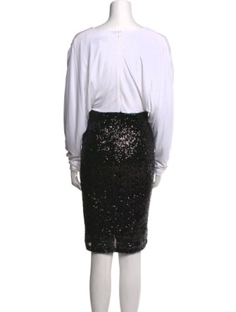 Badgley Mischka Colorblock Pattern Knee-Length Dress