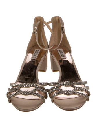Badgley Mischka Satin Crystal Embellishments Sandals