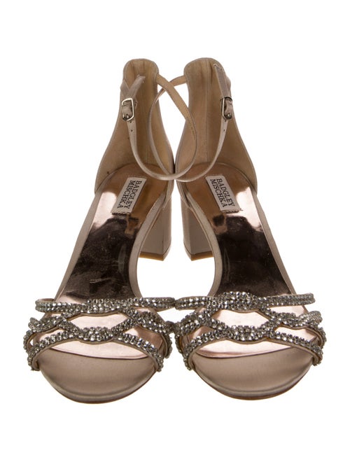 Badgley Mischka Satin Crystal Embellishments Sandals