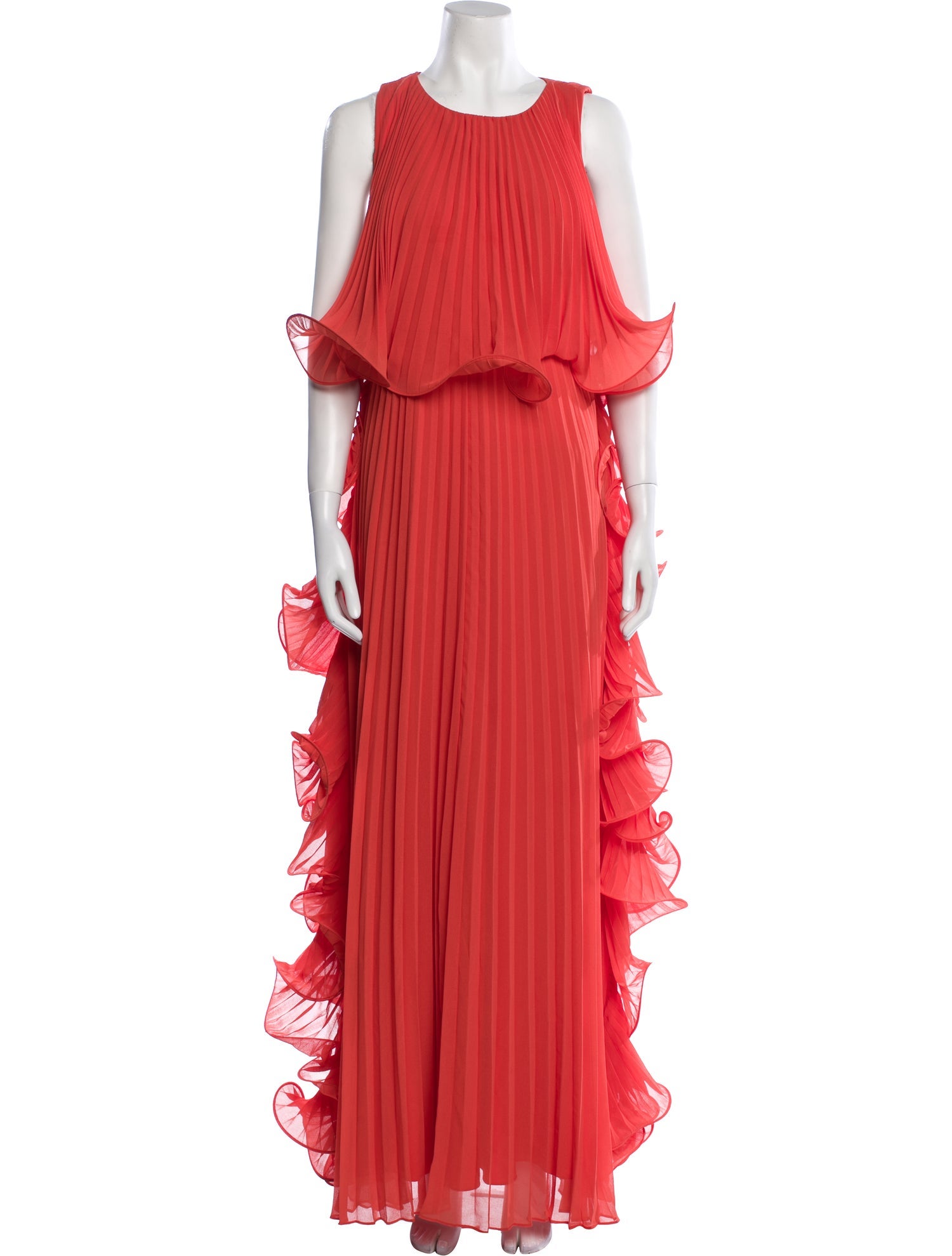 Badgley Mischka Crew Neck Long Dress