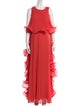 Badgley Mischka Crew Neck Long Dress